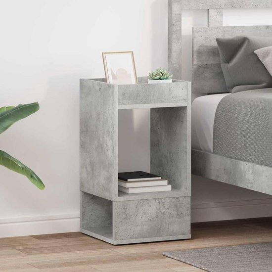 Bijzettafel set van 2 van houtmateriaal in beton grijs 30x30x56 cm rechthoekig voor woonkamer