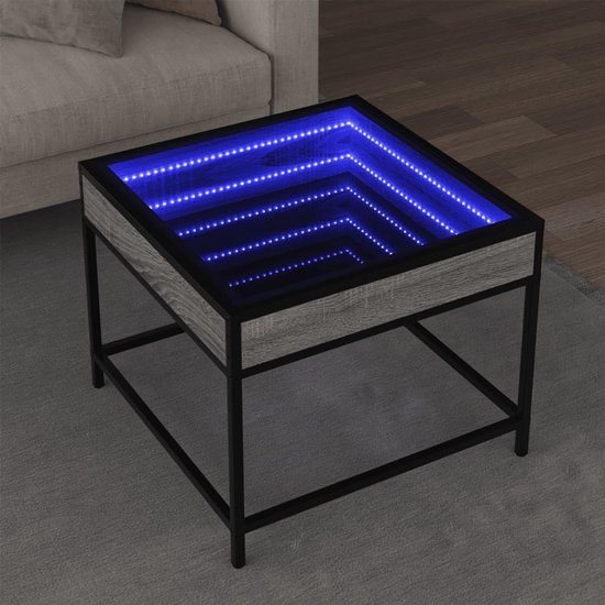 Bijzettafel smalle kleine tafel outdoor woonkamer meubels tuintafel klein - salontafel met infinity-led grijs sonoma 50x50x41 cm voor tuin woonkamer keuken balkon