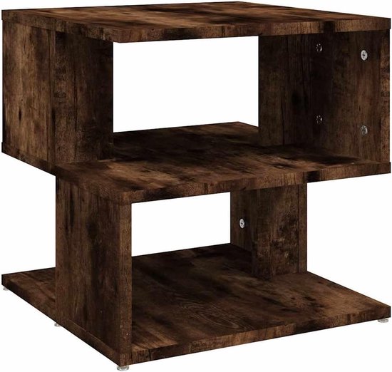 Bijzettafel van rookeiken, kunststof hout, 40 x 40 x 40 cm