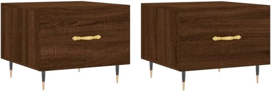 Bijzettafel voor de slaapkamer banktafel salontafels 2 stuks. Bruin eiken-look 50 x 50 x 40 cm hout materiaal voor slaapkamer, werkkamer, kantoor