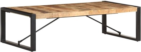 Bijzettafel voor de woonkamer, functionele salontafel, 140 x 70 x 40 cm, mangohout ruw, voor woonkamer, slaapkamer, studeerkamer