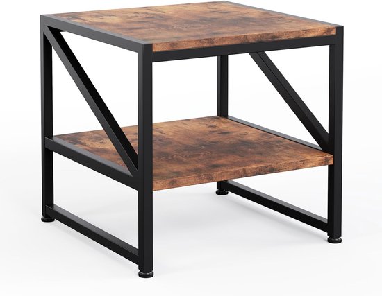 Bijzettafel voor woonkamer, 50 x 50 cm, salontafel met 2 niveaus, tot