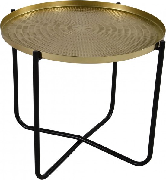 bijzettafel/plantenstandaard goud/zwart 35 cm - plantenhouder/plantentafel/oppottafel