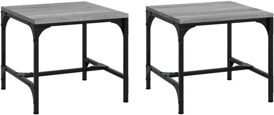 Bijzettafels 2 st 40x40x35 cm bewerkt hout grijs sonoma eiken
