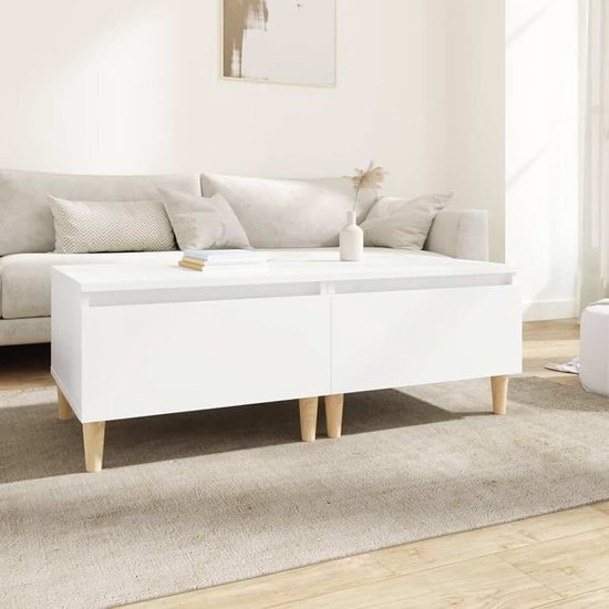 Bijzettafels 2 STK. Wit van houtmateriaal met lade, 50x46x35 cm, Scandinavische stijl voor woonkamer