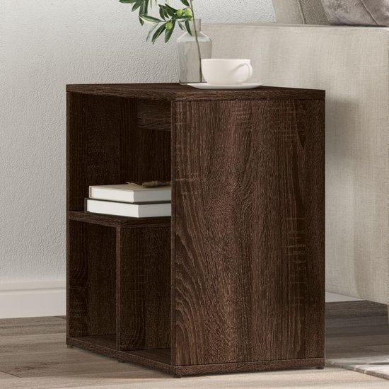 Bijzettafels 2 stuks. Bruin eiken 50x30x50 cm houtmateriaal met robuust tafelblad en voldoende opbergruimte voor woonkamer