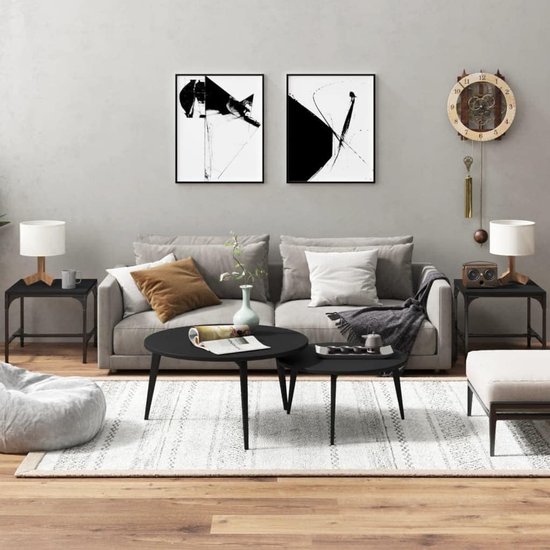 Bijzettafels, bijzettafels, zwart, 40 x 40 x 35 cm, houtmateriaal voor woonkamer, slaapkamer
