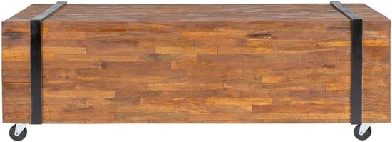 Bijzettafels klein rek - salontafel 110x45x38 cm teak massief hout voor balkon woonkamer keuken tuin