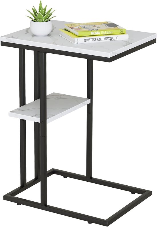 Bijzettafels, koffietafel, kleine tafel, sofa tafel, bed, zijtafel, salontafel, laptoptafel, banktafel, houtachtig, wit marmer