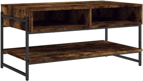 Bijzettafels, salontafel, rookeiken, 90 x 50 x 45 cm, houtmateriaal voor slaapkamer, balkon, tuin, keuken