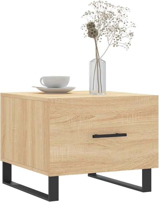 Bijzettafels set van 2 met opbergruimte lade - hout & ijzer Sonoma eiken 50x50x40 cm - woonkamermeubels voor stijlvolle inrichting, tafels en koffietafels