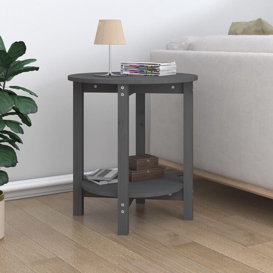 Bijzettafels voor woonkamer, salontafel, grijs, 55 x 60 cm, massief grenenhout, voor woonkamer, slaapkamer, werkkamer
