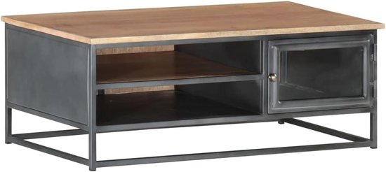 Bijzettafels voor woonkamer salontafel grijs 90x50x35 cm massief hout acacia geschikt voor woonkamer slaapkamer kantoor