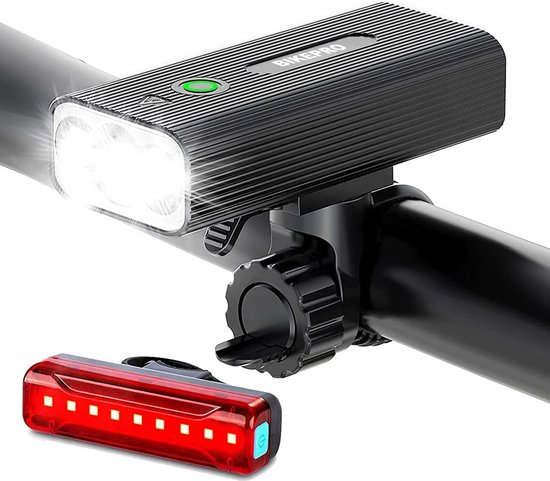 BikePro LED Fietsverlichting Set - 600 Lumen - Voorlicht en Achterlicht - Valbestendig - Fietslamp - Koplamp fiets - Fietslampjes - Fietslichten van Merkloos
