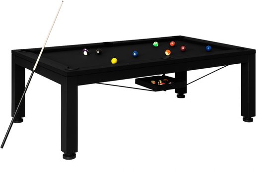 Bilijardai Pronto Vision Pooltafel 8ft - Zwart RAL 9004 - Balreturn - Verstelbaar - Tafelblad & Accessoires - Te zien in Almere- Werken-Eten-Spelen-400 kg-Leisteen-Professionele pooltafel