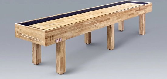 Bilijardai Shuffleboard 12ft - American shuffleboard - Epoxi glas - 3,6 meter lang - Vol Eikenhout - eenvoudig te monteren. van Bilijardai