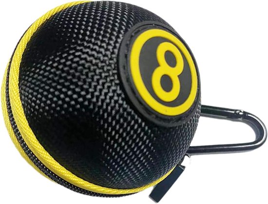 Biljart Bal Houder - Opbergtas Poolbal - Biljart Benodigdheden Opbergen - Hard Beschermend Etui - 7 x 6 cm - Zwart