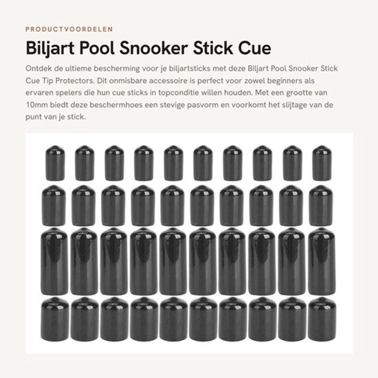 Biljart Cue Tip Beschermhoes - Rubber - 10 Stuks - Duurzaam - Vochtbestendig - Lichtgewicht - 10mm/20g - Keu