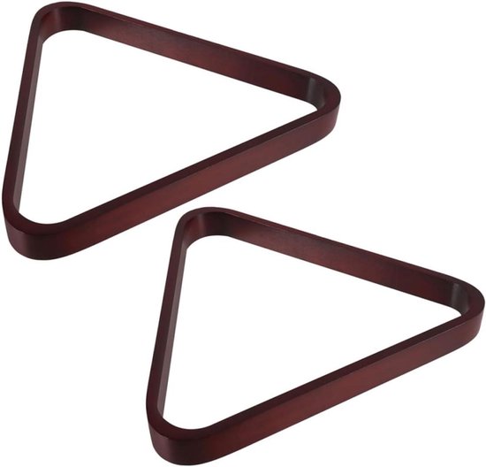 Biljart Driehoek Rack - Ballenhouder Pool - Nauwkeurige Bal Plaatsing - Stevig Massief Hout - 32x29x3.2cm - Donkerrood