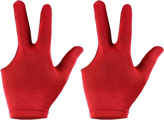 Biljart handschoenen 2 stuks - Snooker keu hand cover - Spandex Lycra - linker- en rechterhand - rood - Allecto - Snooker - Biljart accessoire. van Merkloos