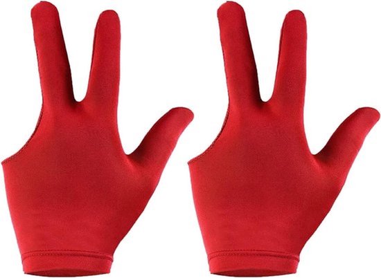 Biljart handschoenen 2 stuks - Snooker keu hand cover - Spandex Lycra - linker- en rechterhand - rood - - Snooker - Biljart accessoire. van Merkloos
