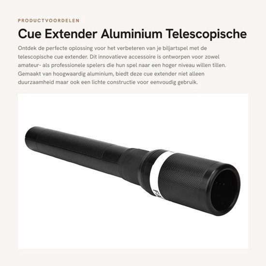 Biljart Houder Lichtgewicht - Telescopische Cue Extensie - Biljart Accessoire - Zwart - 30 x 4,5 x 3,5 cm - Schokbestendig