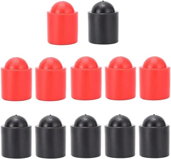 Biljart Keu Beschermers - Keu Doppen Rubber - Keu Beschermen - Schokabsorberend Ontwerp - 12 Stuks - Zwart Rood