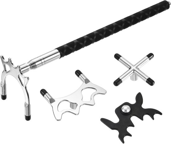 Biljart Keu Brug - Pool Keu Accessoire - Biljart Spelen - Uitschuifbaar met 4 Brugkoppen - 36-142 cm - Zilver/Zwart van Merkloos