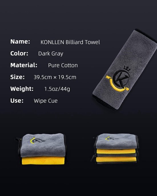 Biljart keu Handdoek - 100% Katoen Zwart 8-Ball Pool Cue Clean Handdoek Onderhoud Accessoires Schoonmaak Set