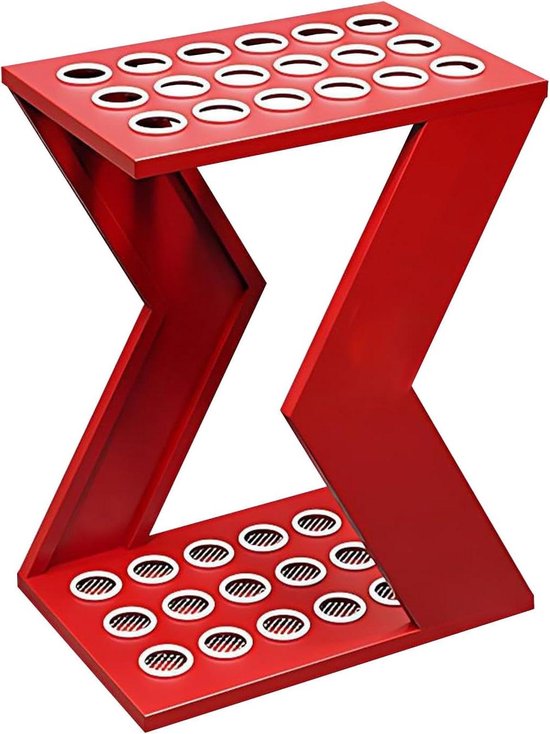Biljart Keu Rek - Pool Cue Houder - Keuen Organiseren - Stabiel Koolstofstaal - 18 Gaten - Rood
