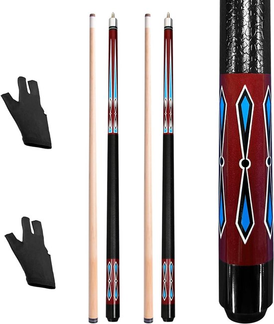 Biljart Keu Set - Pool Keu Stokken - Biljart Spelen - 2-Delige Constructie - 58 Inch - Rood