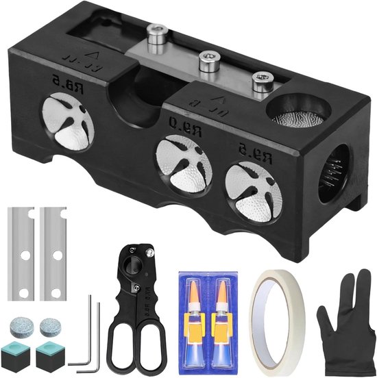 Biljart Keu Tip Reparatie Set - Keu Onderhoud Kit - Keu Tip Vormgeven - 11-in-1 Multifunctioneel