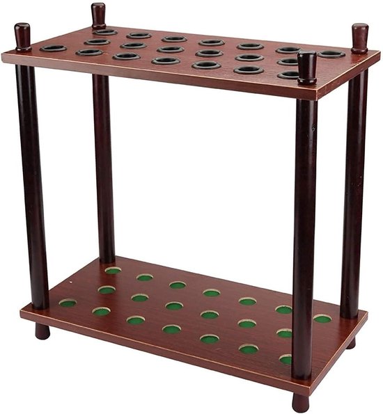 Biljart Keurek - Keuhouder Pooltafel - Biljartkeus Opbergen - Houten Constructie - 20 Keuen - Bruin