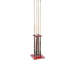 Biljart Keurek - Poolstokhouder Keuzenhanger - Opbergen Keuen - Stevig Houten Frame - 30 x 30 x 58 cm - Rood