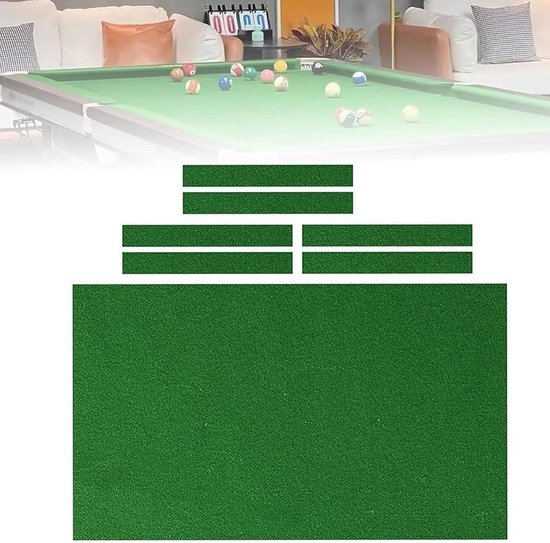 Biljart Kussenset - Pooltafel Vilt - Spelverbetering Thuis - Duurzaam Vezelmateriaal - 1.45 Meter Breed - Groen
