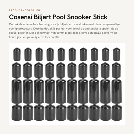 Biljart Pool Snooker Stick Cue Tip Protectors - Beschermhoes - 10mm - Buidelzak - Ideaal voor biljartliefhebbers - Duurzaam en praktisch