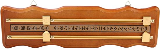 Biljart Puntenteller - Snooker Scorebord - Wedstrijd Bijhouden - Muurbevestiging Mogelijk - 45 x 13 cm - Houtkleur