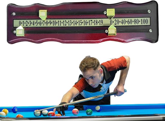 Biljart Score Houders - Wedstrijd Tellers - Spel Bijhouden - Wandmontage Ontwerp - Tot 100 Punten - Rustiek Hout