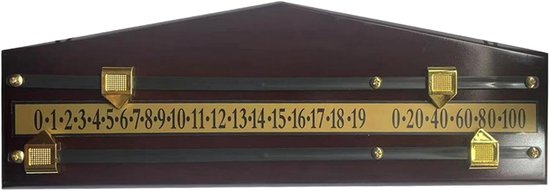 Biljart Scorebord - Houten Teller - Punten Bijhouden - Verstelbare Schuif - 40 x 15 cm - Houtkleur