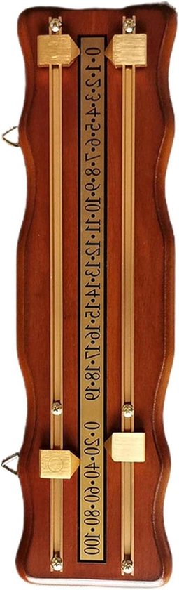 Biljart Scorebord - Pool Tafel Scorehouder - Spel Score Bijhouden - Robuust Hout Metaal - 43cm x 12cm - Bruin