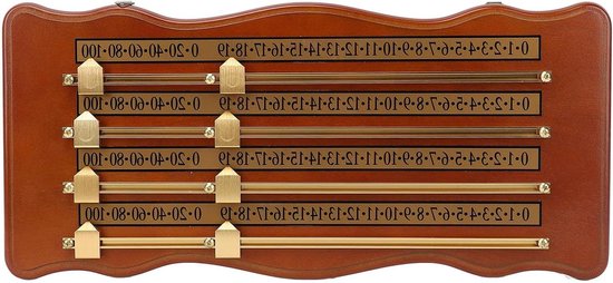 Biljart Scorebord - Pool Teller - Wedstrijd Bijhouden - 4-Sporen Ontwerp - 51 x 26 x 4 cm - Wijnrood