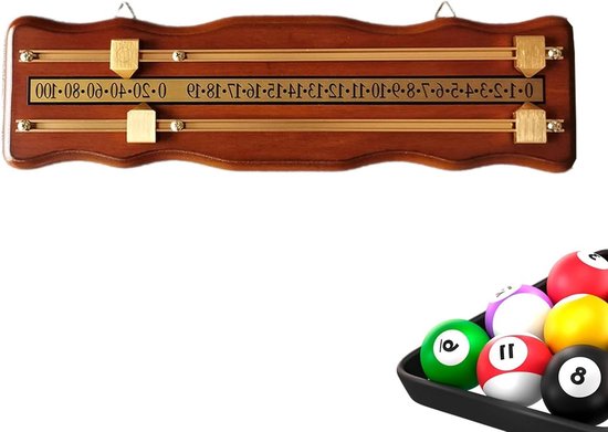 Biljart Scorebord - Puntenteller Bord - Biljart Spel Bijhouden - Grote Duidelijke Cijfers - 459 x 132 cm - Bruin