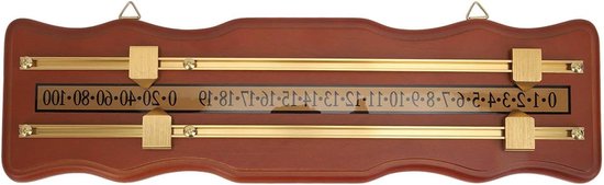 Biljart Scorebord - Scorehouder - Wedstrijd Bijhouden - Golvend Dubbel Spoor - 45 x 14 cm - Bruin