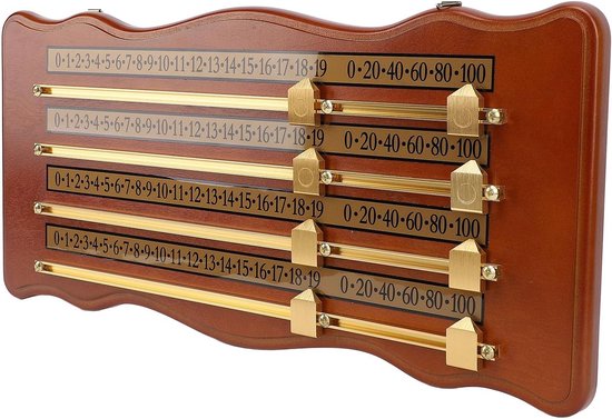 Biljart Scorebord - Snooker Score Keeper - Wedstrijd Bijhouden - 4 Baans Ontwerp - 52 x 26 cm - Houtkleur