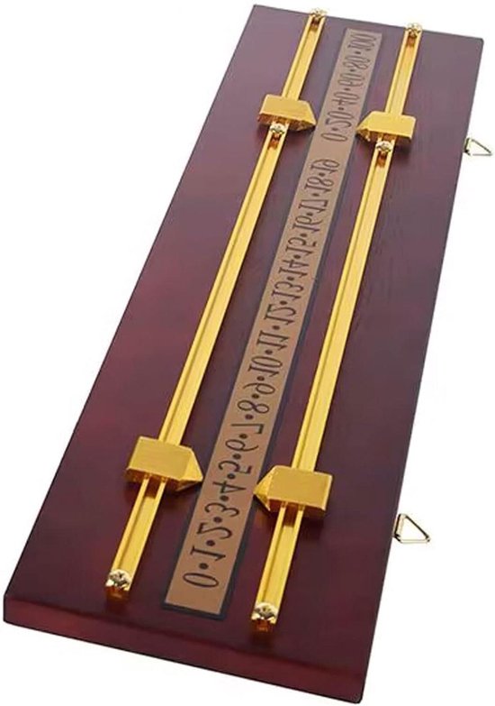 Biljart scorebord - Wandmontage bord - Spel bijhouden - Massief houten frame - 50 x 138 cm - Zwart/kers