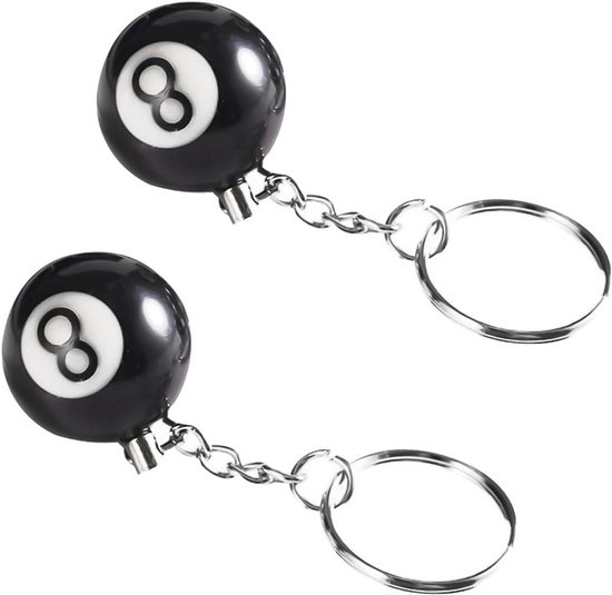 Biljart Sleutelhangers - Sieraden Tafel Bal - Hobby Accessoire - Creatieve Charm - 2 Stuks - Zwart