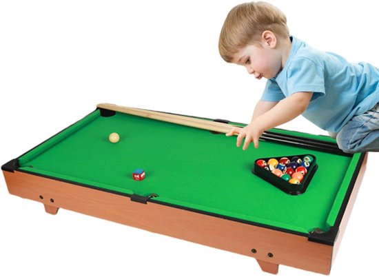 Biljart Speeltafel - Mini Pooltafel - Gezinsspel - Verstelbare Hoogte - 81 cm - Bruin