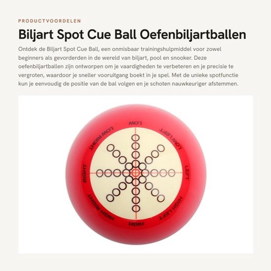 Biljart Spot Cue Ball - Oefenbiljartballen - Perfect voor training - Cueball - Ideaal voor pool en snooker - Geschikt voor alle niveaus