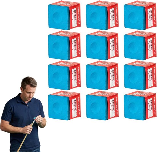 Biljart Tiza Set - Taco Accessoires - Precisie Verhogend - Anti-glijdend Effect - 12 Stuks - Blauw