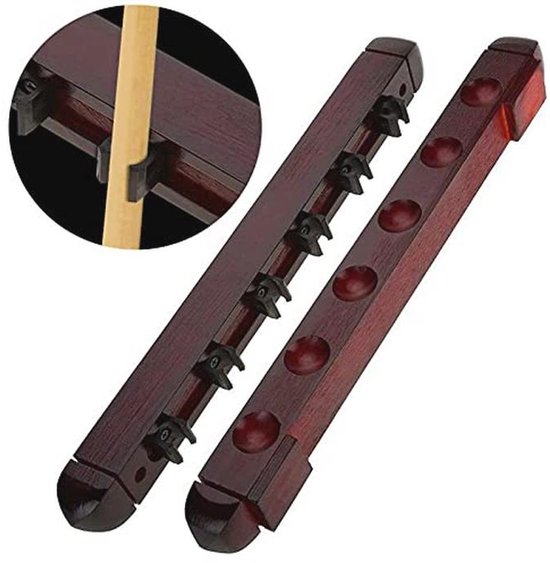 Biljart Wandhouder voor 6 Keus - Houten Snooker Pool Cue Wandrek - Perfect voor Thuis en Clubs